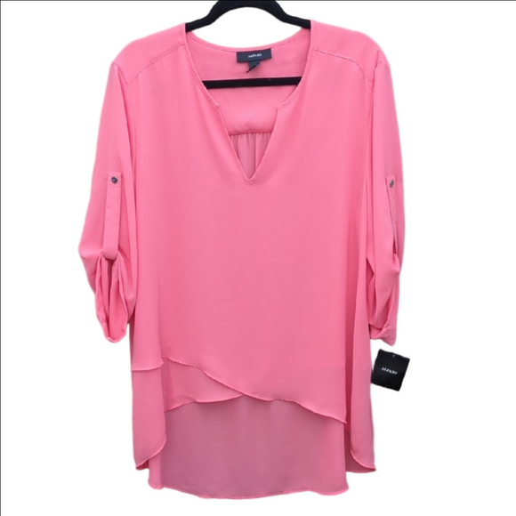 Alfani Tops - Alfani Roll-Tab High-Low Top Plus Size Asymmetric Hem Blous